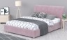 Кровать Бекка в интерьере. цвет каркаса Сосна. цвет обивки:розовый Grace 18